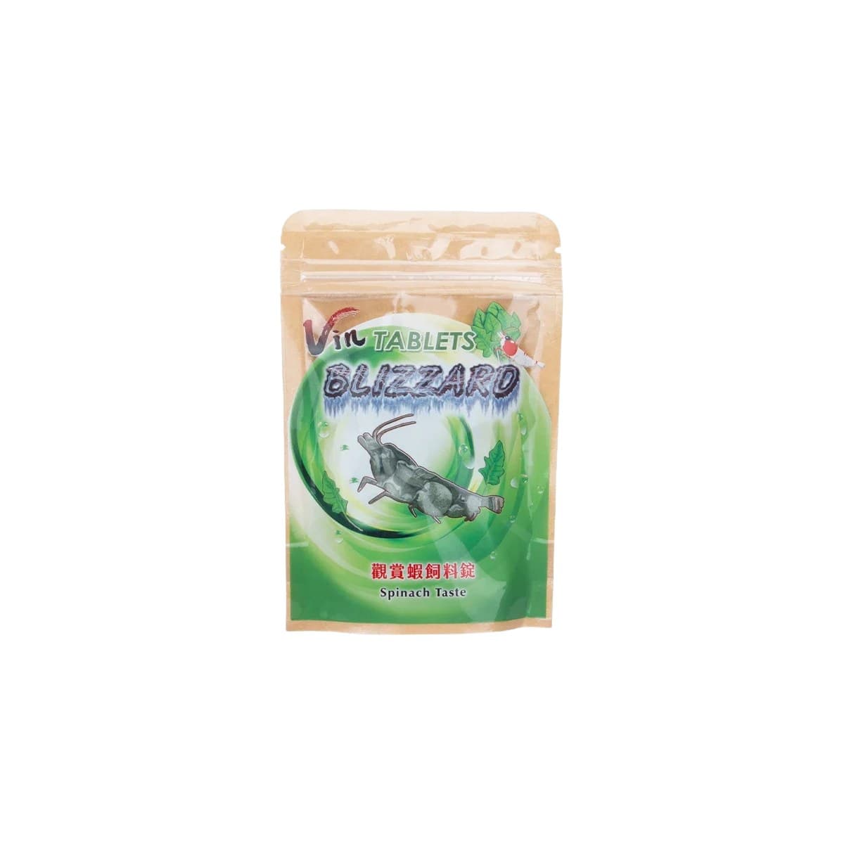 The "blizzard" style tablet carabiner shrimp keepers love — a spinach-and-mineral tablet that grows a fine bio